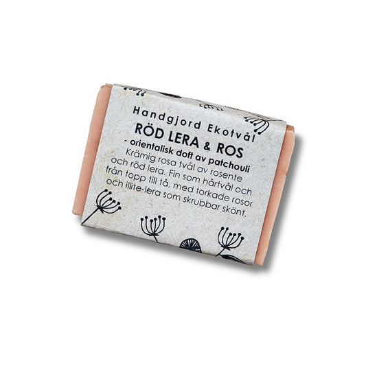 Malin i Ratan Handgjord Ekotvål Röd Lera & Ros - 40 g